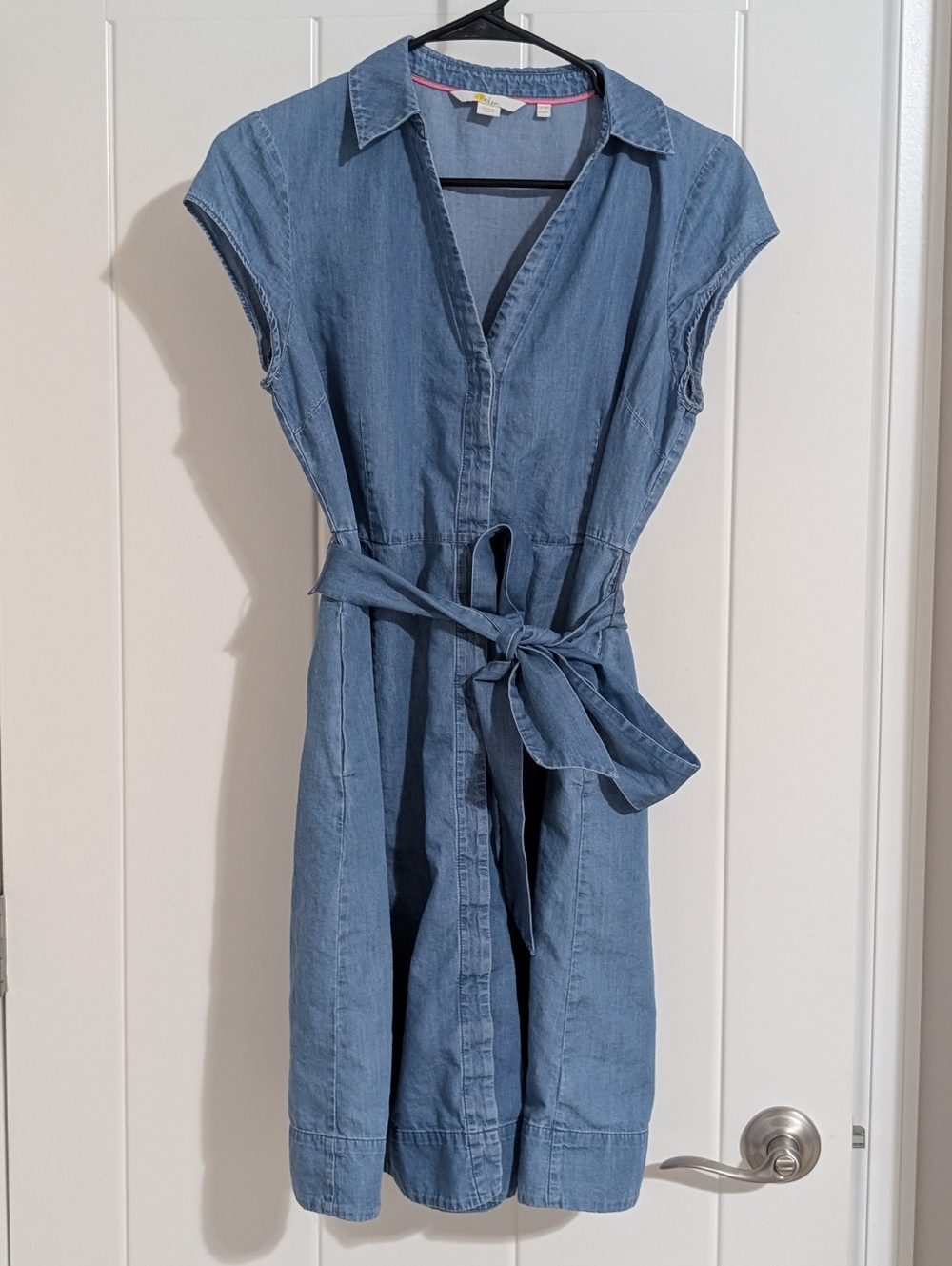 Boden Aubrey Denim Midi Chambray Tie-Waist Dress in Light Blue Size US 6 - Picture 2 of 11